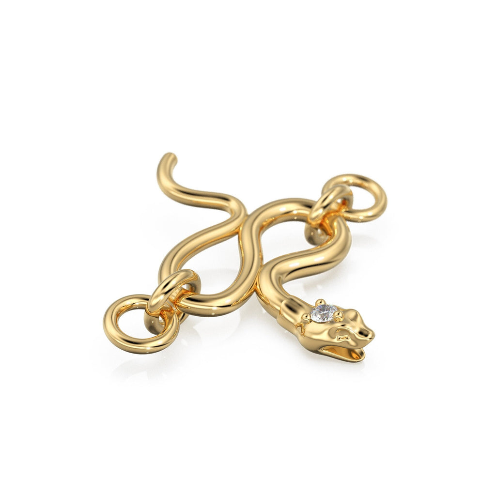 18k gold clasp / Snake serpent / Solid 18 carat yellow gold / Hook clasp / Designer jewelry findings / Nature organic exotic insects reptile