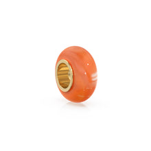 Load image into Gallery viewer, Orange Carnelian Bead, Carnelian Bead Gold Core, Natural Carnelian Bead, Gold Charm Gemstone Bead Pendant, Small Hole Bead, Big Hole Bead