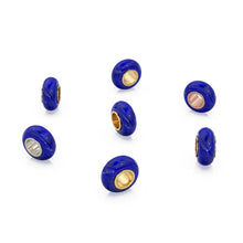 Load image into Gallery viewer, Lapis Lazuli Beads, Lapis Lazuli Bead Gold Core, Natural Lapis Lazuli Bead, Gold Charm Gemstone Bead Pendant, Small Hole Bead, Big Hole Bead