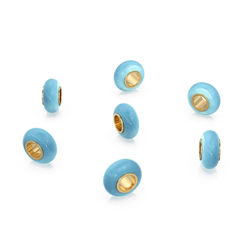 Aqua Chalcedony Bead, Chalcedony Bead Gold Core, Natural Chalcedony Bead, Gold Charm Gemstone Bead Pendant, Small Hole Bead, Big Hole Bead - Jalvi & Co. 