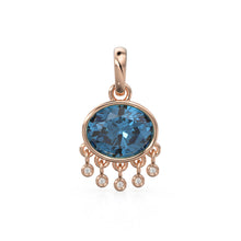 Load image into Gallery viewer, London Blue Topaz Oval Solid Gold Pendant / Natural Blue Gemstone Handmade Gold Charm / 14k Solid Yellow Gold Jewelry For Necklace