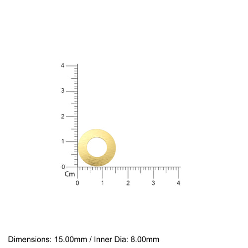15mm Solid  Gold Brushed Thin Flat Disc / Handmade Gold Spacer Finding / Jewelry Making Scratched Supplies - Jalvi & Co. 