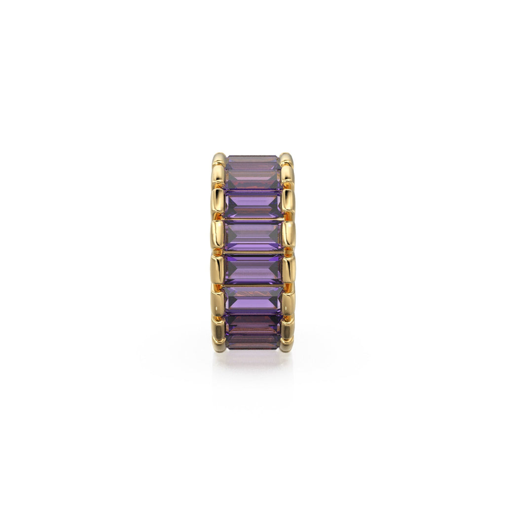 14k Real Baguette Amethyst Gold Beads / Amethyst Rondelle Bead / Amethyst European Beads / Solid Gold Amethyst Enhancer Spacer Findings