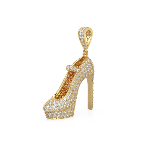 Pave Diamond Stiletto High Heel Shoe Charm / Diamond Pave High Heel Shoe Charm / Bracelet Charms / Necklace Charms / Pendant, 33mm x 24mm - Jalvi & Co. 