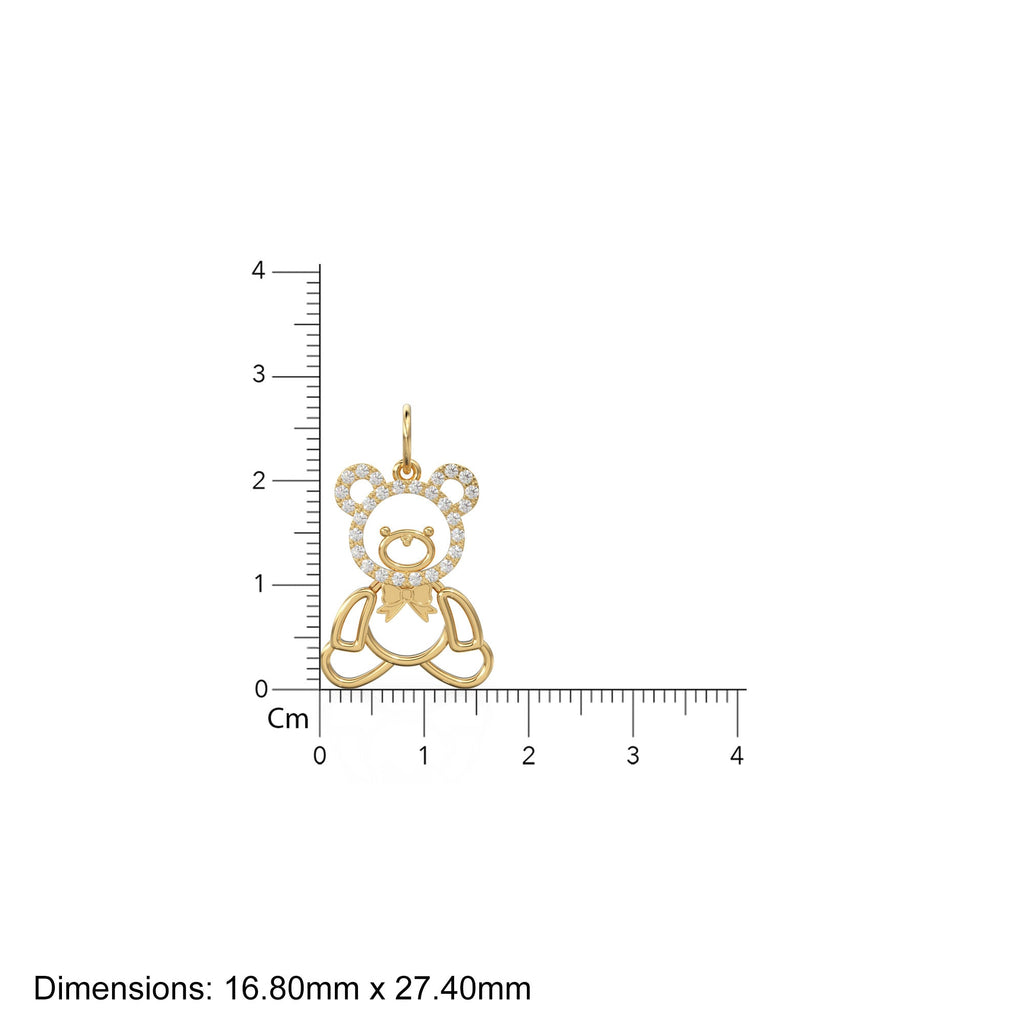 14k Gold Teddy Charm Pendant / Diamond Teddy Bear / Pave Diamond Teddy Bear Pendant / Teddy for friend / Balloon Teddy Bear Pendant