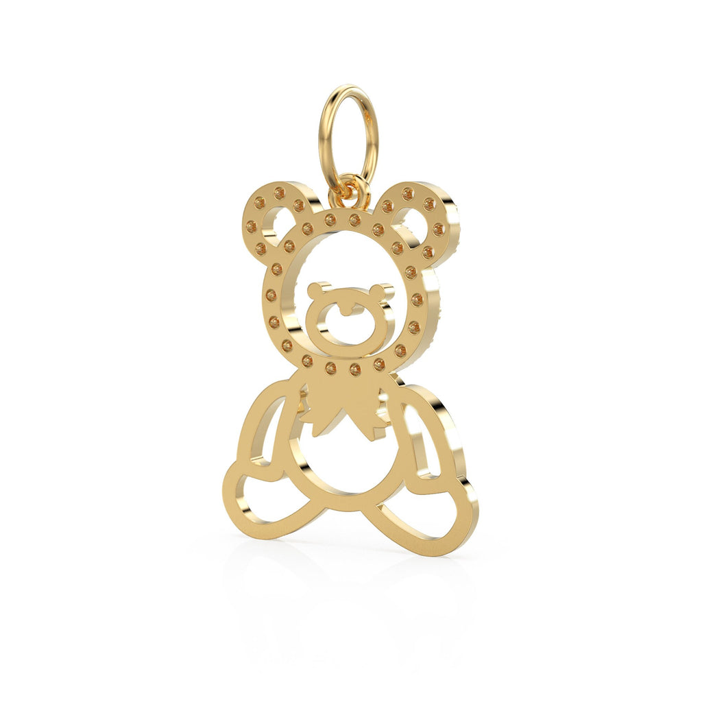 14k Gold Teddy Charm Pendant / Diamond Teddy Bear / Pave Diamond Teddy Bear Pendant / Teddy for friend / Balloon Teddy Bear Pendant