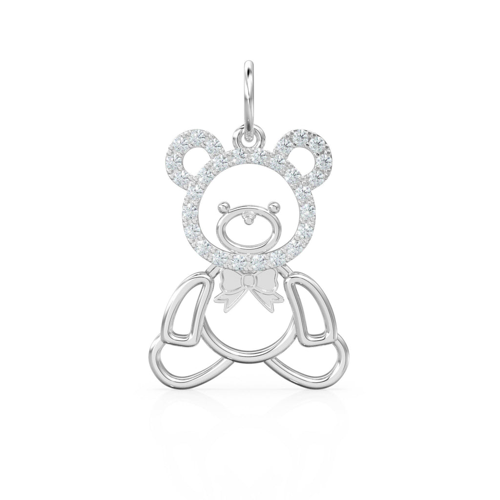 14k Gold Teddy Charm Pendant / Diamond Teddy Bear / Pave Diamond Teddy Bear Pendant / Teddy for friend / Balloon Teddy Bear Pendant