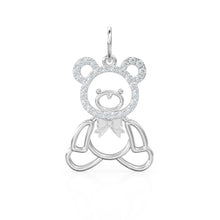 Load image into Gallery viewer, 14k Gold Teddy Charm Pendant / Diamond Teddy Bear / Pave Diamond Teddy Bear Pendant / Teddy for friend / Balloon Teddy Bear Pendant