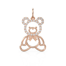 Load image into Gallery viewer, 14k Gold Teddy Charm Pendant / Diamond Teddy Bear / Pave Diamond Teddy Bear Pendant / Teddy for friend / Balloon Teddy Bear Pendant