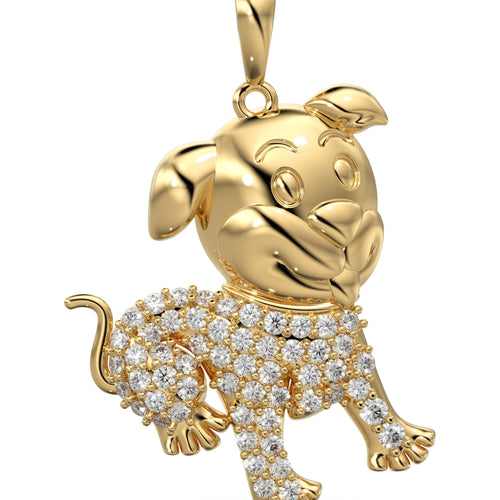 Dainty Puppy Dog Charm for Bracelet Necklace Earring Component 18k Solid Gold Pet Charm Collar Animal Pendant - Jalvi & Co. 