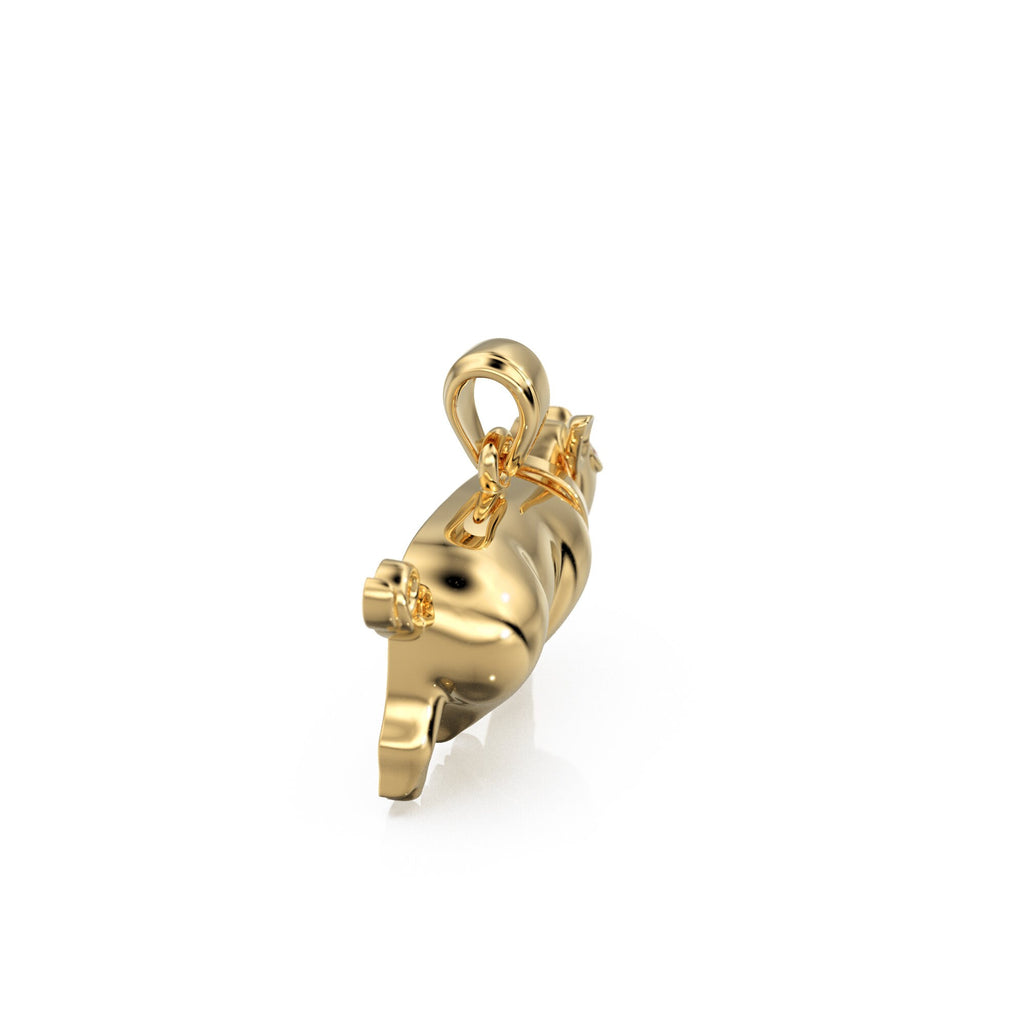 14K Solid Yellow Gold Small Pig Pendant Charm .6" Long / 14k 18k Solid Gold Pendant / Diamond Piggy / Piglet Diamond Charm