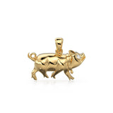 14K Solid Yellow Gold Small Pig Pendant Charm .6