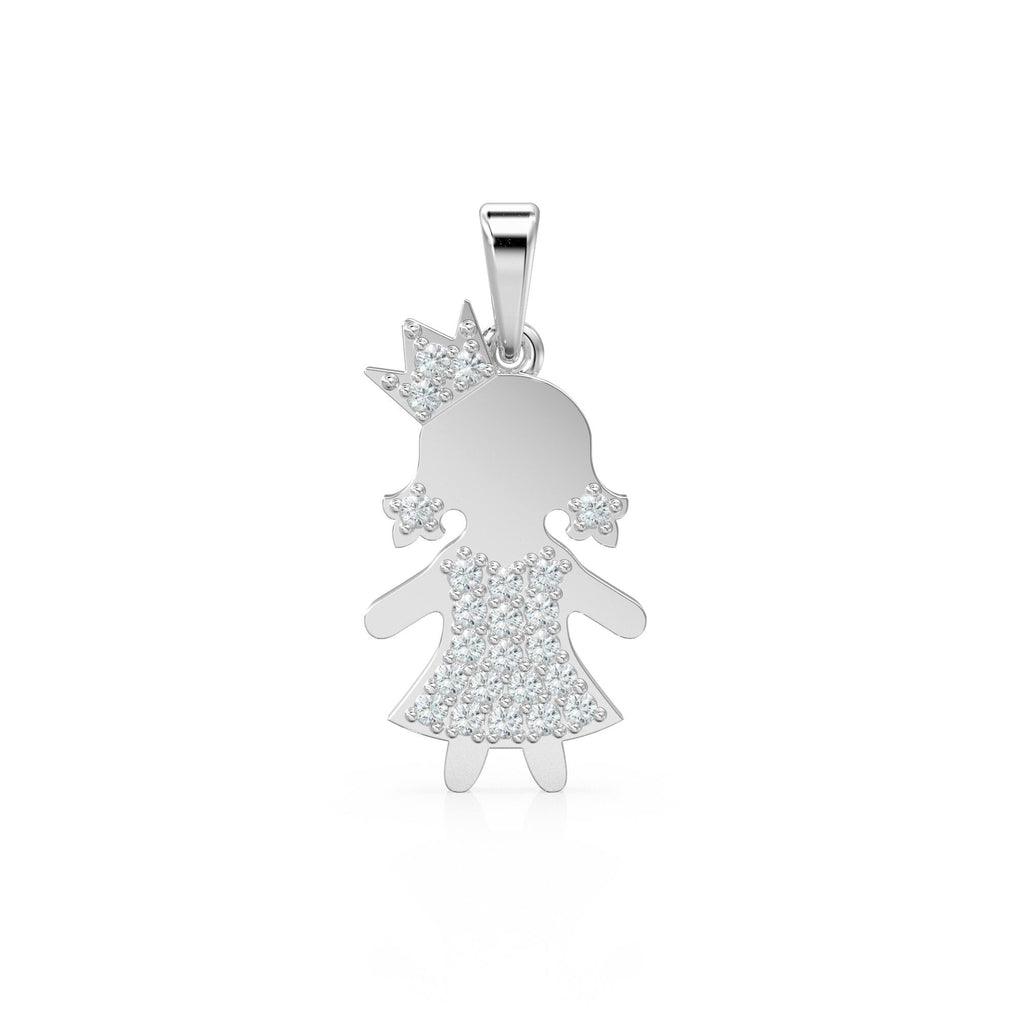 14K Solid Yellow Gold Girl Pendant / 14k 18k Solid Gold Pendant / Baby Gold Charm / Jewelry for Children Teen St Patricks Day