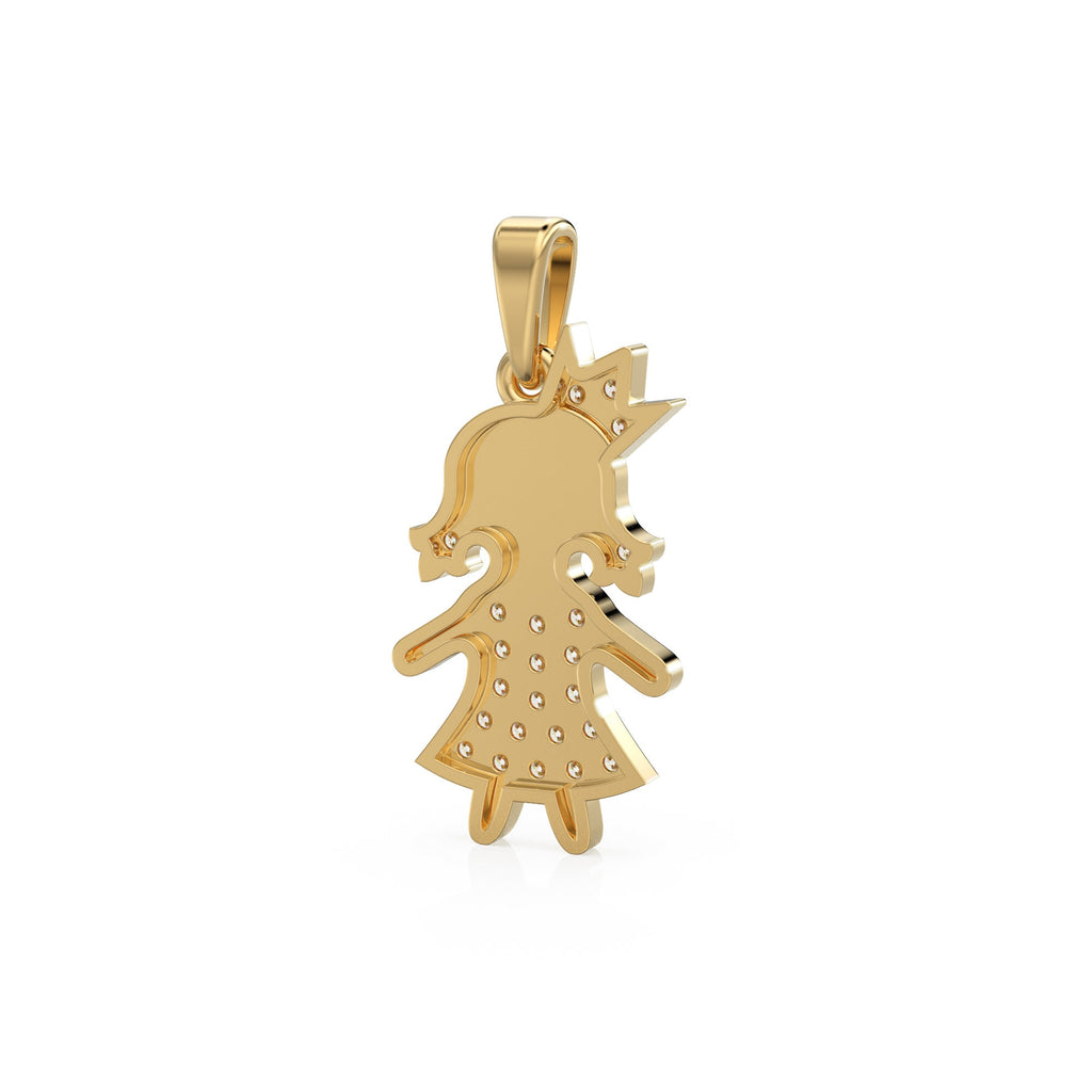 14K Solid Yellow Gold Girl Pendant / 14k 18k Solid Gold Pendant / Baby Gold Charm / Jewelry for Children Teen