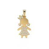 14K Solid Yellow Gold Girl Pendant / 14k 18k Solid Gold Pendant / Baby Gold Charm / Jewelry for Children Teen