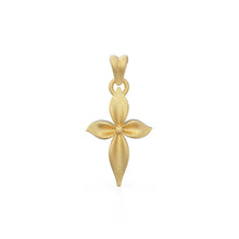 Load image into Gallery viewer, Floral Motif Diamond 14k 18k Solid Gold Charm Pendant, Flower Four Petal Charm, Gold Charm Finding, Nature Solid Gold Pendant