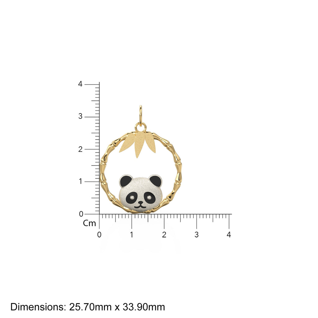 White Panda 18k Solid Gold Charm Pendant