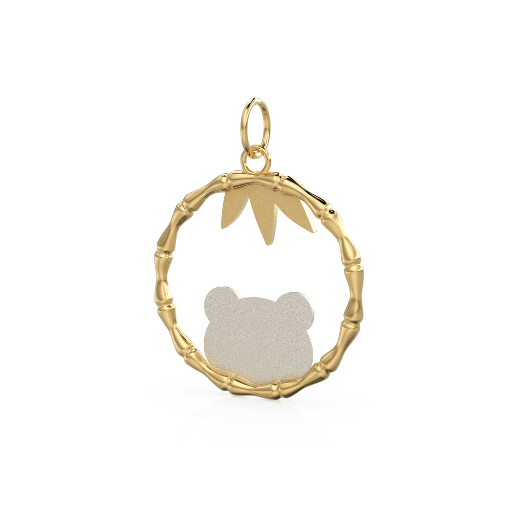 White Panda 18k Solid Gold Charm Pendant