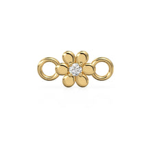 Load image into Gallery viewer, 6x12mm Flower 18k Solid Yellow Gold Brilliant Diamond Connector Spacer Finding