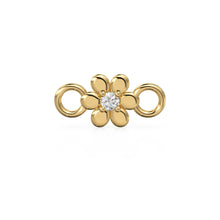 Load image into Gallery viewer, 6x12mm Flower 18k Solid Yellow Gold Brilliant Diamond Connector Spacer Finding St Patricks Day