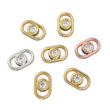 Load image into Gallery viewer, 5.7x9.2mm Oval 18k Solid Yellow Gold Brilliant Diamond Connector Spacer / Solid 14k Gold Handmade Link Finding St Patricks Day