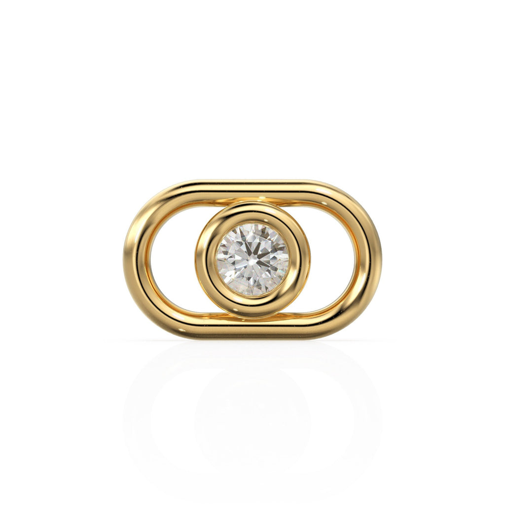 5.7x9.2mm Oval 18k Solid Yellow Gold Brilliant Diamond Connector Spacer / Solid 14k Gold Handmade Link Finding St Patricks Day