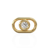 5.7x9.2mm Oval 18k Solid Yellow Gold Brilliant Diamond Connector Spacer / Solid 14k Gold Handmade Link Finding