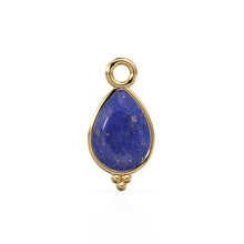 Load image into Gallery viewer, Lapiz Lazuli Pear Solid Gold Charm / Natural Afghan Blue Gemstone Handmade Gold Pendant / 14k Solid Yellow Gold Jewelry Making Finding