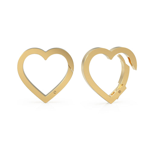 Clicker Heart Gold Connector Charm Holder / 14K Solid Gold Connector / Necklace Connector Clasp Lock / Charm holder / Solid Gold Charm Clasp - Jalvi & Co. 
