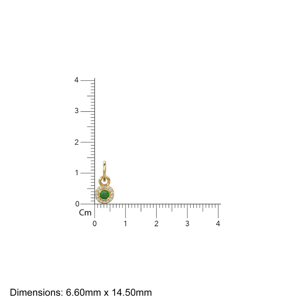 10mm 14K solid Yellow Gold Diamond Natural Emerald Round Coin Shape Charm Necklace Pendant St Patricks Day