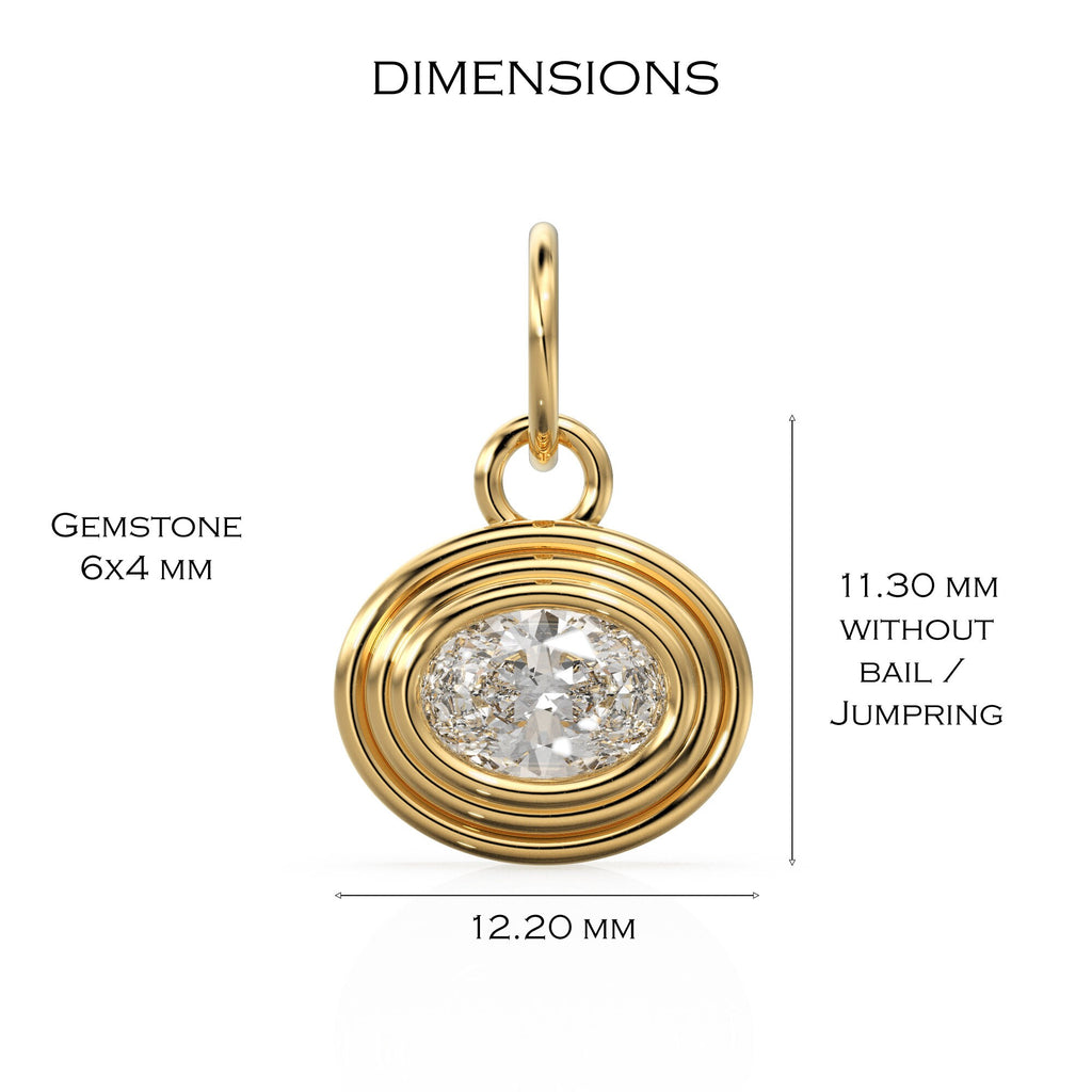 AAA Blue Aquamarine Charms 14k Yellow Solid Gold Bubble Bezel Charm Pendant Blue Oval Gemstone Bezel 18K Gold Jewelry Finding Christmas Gift