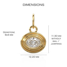 Load image into Gallery viewer, AAA Blue Aquamarine Charms 14k Yellow Solid Gold Bubble Bezel Charm Pendant Blue Oval Gemstone Bezel 18K Gold Jewelry Finding Christmas Gift