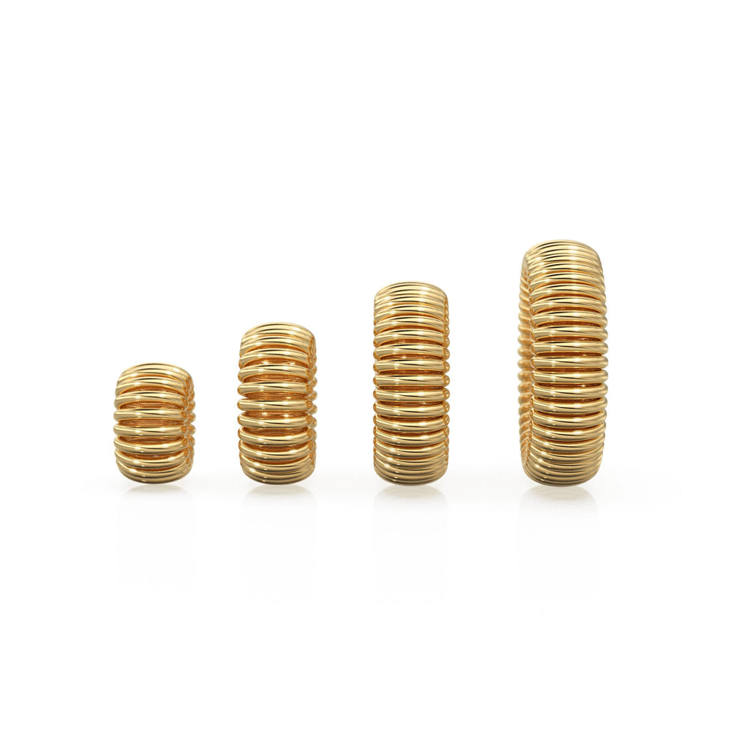 Spiral Vortex Rondelle Bead 18k Solid Yellow Gold Spacer Beads / Jewelry Making Handmade Supplies / 14k Gold Findings