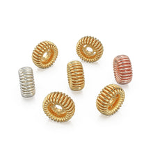 Load image into Gallery viewer, Spiral Vortex Rondelle Bead 18k Solid Yellow Gold Spacer Beads / Jewelry Making Handmade Supplies / 14k Gold Findings