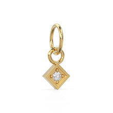 Load image into Gallery viewer, TINY Square Diamond Charm Pendant / 14k 18k Solid Gold Pendant / Brilliant Round Diamond Pendant / Petite Diamond Charm / Christmas Sale