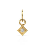 TINY Square Diamond Charm Pendant / 14k 18k Solid Gold Pendant / Brilliant Round Diamond Pendant / Petite Diamond Charm / Christmas Sale