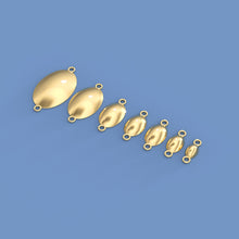 Load image into Gallery viewer, 14k Solid Gold Oval Connector / Handmade 18k Gold Necklace Spacer