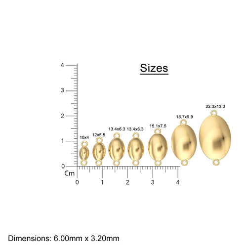 14k Solid Gold Oval Connector / Handmade 18k Gold Necklace Spacer - Jalvi & Co. 