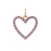 Load image into Gallery viewer, 22.6mm 14K solid Yellow Gold Amethyst Large LOVE Heart Charm Necklace Pendant - Jalvi &amp; Co. 