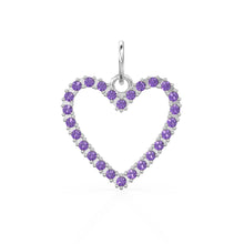 Load image into Gallery viewer, 22.6mm 14K solid Yellow Gold Amethyst Large LOVE Heart Charm Necklace Pendant