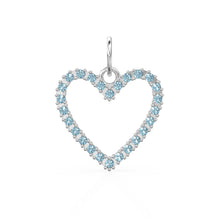 Load image into Gallery viewer, 22.6mm 14K solid Yellow Gold Blue Aquamarine Large LOVE Heart Charm Necklace Pendant