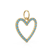 Load image into Gallery viewer, 22.6mm 14K solid Yellow Gold Swiss Blue Topaz Large LOVE Heart Charm Necklace Pendant