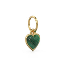 Load image into Gallery viewer, Malachite Heart Cabochon Solid Gold Charm / Natural Green Gemstone Handmade Gold Pendant / 1pc 14k Solid Yellow Gold Jewelry Making Findings