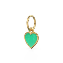 Load image into Gallery viewer, Chrysoprase Heart Cabochon Solid Gold Charm / Natural Green Gemstone Handmade Gold Pendant / 14k Solid Yellow Gold Jewelry Making Findings