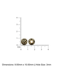 Load image into Gallery viewer, 10mm 18k Solid Yellow Gold Round Ball Checkerboard Enamel Spacer Findings Beads (1 piece)