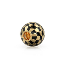 Load image into Gallery viewer, 10mm 18k Solid Yellow Gold Round Ball Checkerboard Enamel Spacer Findings Beads (1 piece)