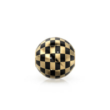 Load image into Gallery viewer, 10mm 18k Solid Yellow Gold Round Ball Checkerboard Enamel Spacer Findings Beads (1 piece)