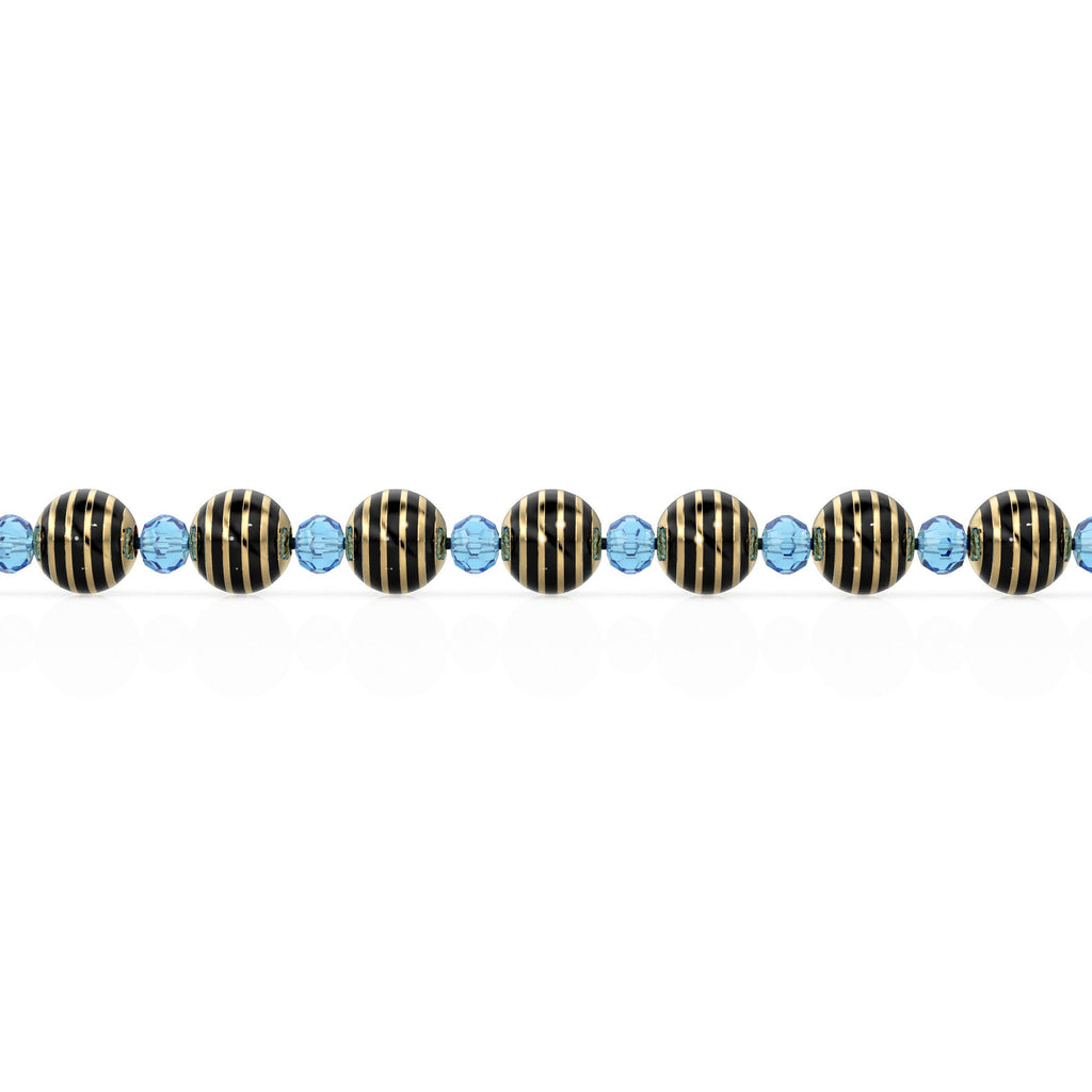 6mm 18k Solid Yellow Gold Round Ball Striped Enamel Spacer Findings Beads (1 piece) St Patricks Day