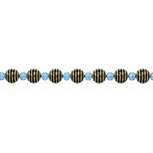 Load image into Gallery viewer, 6mm 18k Solid Yellow Gold Round Ball Striped Enamel Spacer Findings Beads (1 piece) St Patricks Day