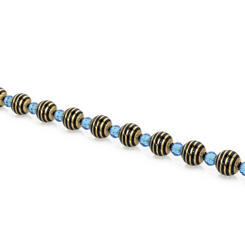 6mm 18k Solid Yellow Gold Round Ball Striped Enamel Spacer Findings Beads (1 piece)